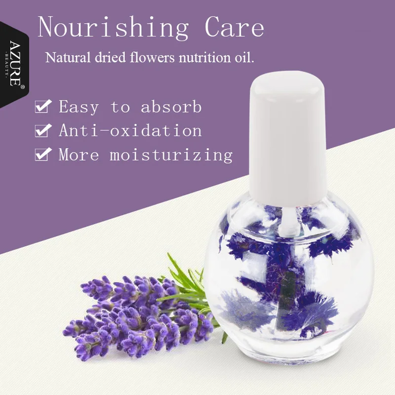 Azure Beauty 1 Pcs Cuticle Care Oil Nail Treatment Nutritious Polish 15ml Dry Flower Nourishment Oil For Nail Skin Care Oil