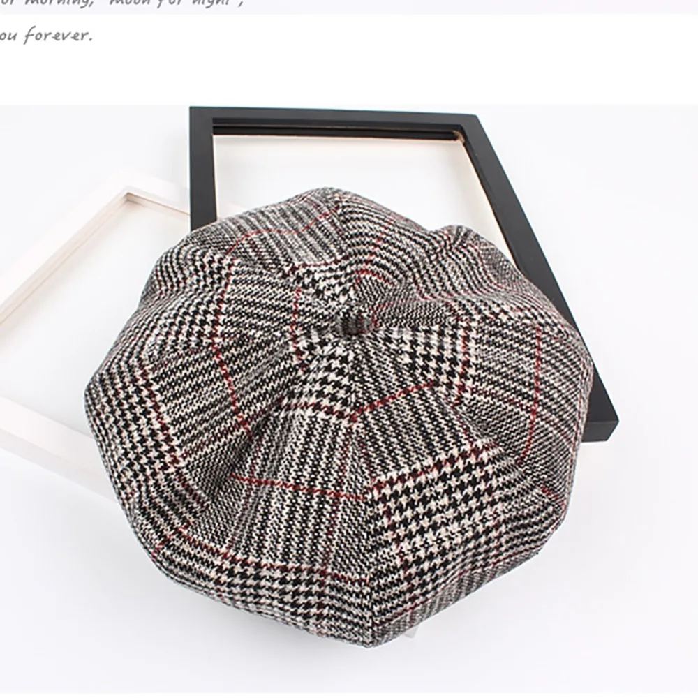 

Cool Stuff Cap 6 Plaid for Women Baseball Tennis Awning Female Hats Vintage British Style Hat Pumpkin Beret T7