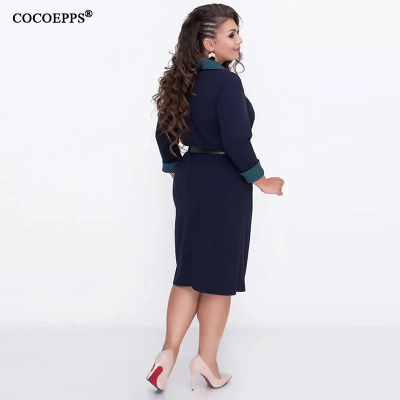 COCOEPPS 6XL размера плюс женское осеннее зимнее платье офисная Повседневная Женская одежда плюс большой размер платье черное элегантное Vestidos