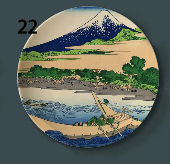 Tomitake декоративная настенная тарелка Hokusai японская керамика настенное декоративное блюдо плавающий мир Картина настенное украшение - Цвет: 22