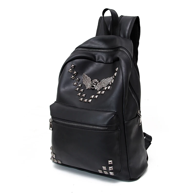 

LXTAZG Fashion Rivet Leather Backpack For Men / Wome Big School Backpack Bag For College Travel Bag Casual Business Backpack New