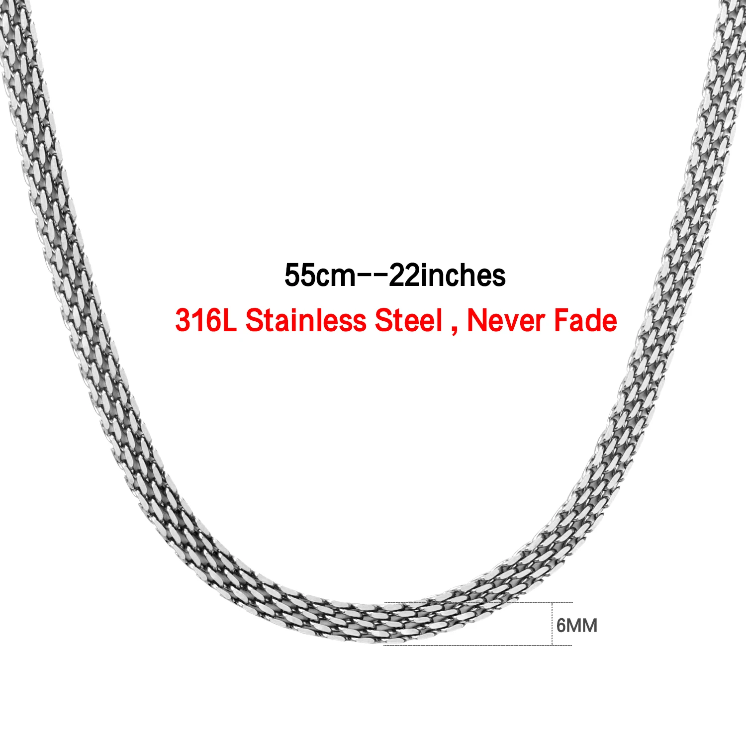 LUXUKISSKIDS, 6 мм, 55 см, разные стили, модное ожерелье, цепочка для мужчин и женщин, ювелирные изделия, золото/серебро, нержавеющая сталь, для подвески - Окраска металла: Silver