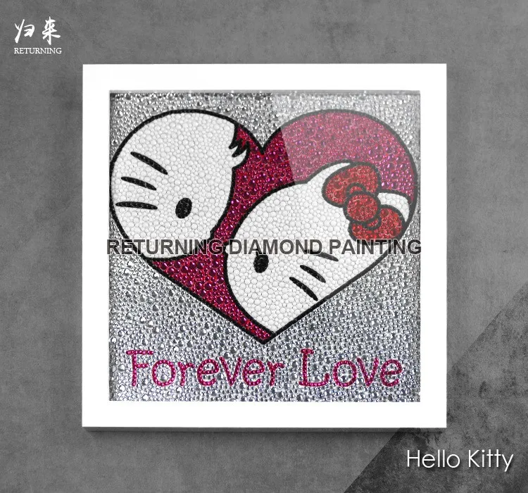 Diy Рисунок «Hello Kitty» Lovers25* 25 см 5D алмаз живопись полный вышивка круглый бриллиант горный хрусталь для предметы домашнего обихода/украшения