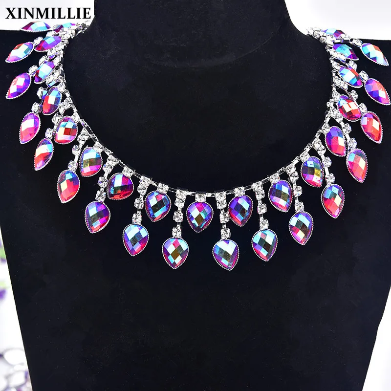 1Yard Colorful Rhinestone Tassel Fringing Chain Crystal AB Teardrop Trim Wedding Dress Decoration Sewing Necklace DIY Garment | Дом и сад