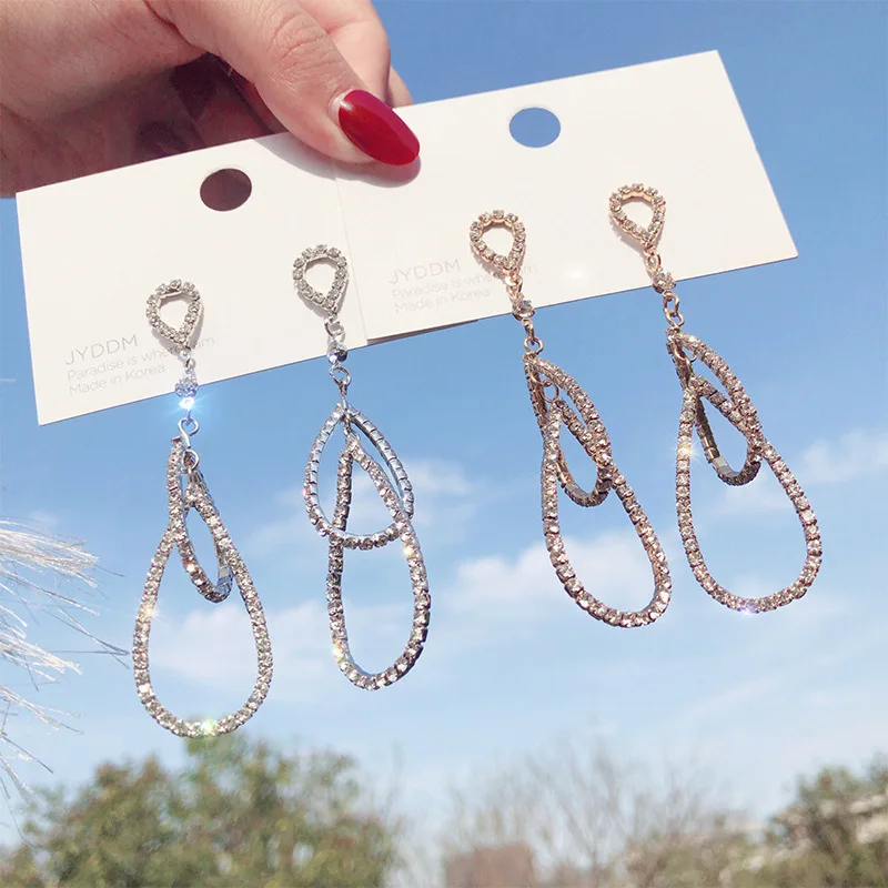 

2019 New Arrival Zinc Alloy Trendy Water Drop Earrings Female Style Long Fashion Korean Personality Fashion Earrings Jewelry