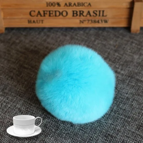 Настоящий мех кролика мяч 6 см помпон автомобиля помпон кролик мех мяч для брелка мех DIY сумка Подвески с пушистым кроликом понпон - Цвет: lake blue