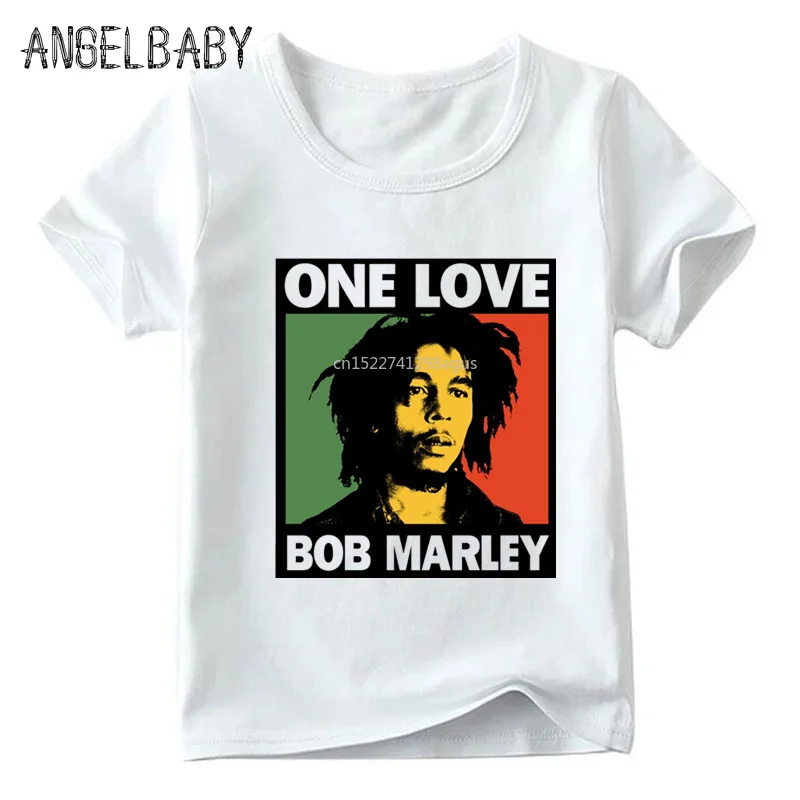 

Children Jamaica Singer Bob Marley Reggae Rastafari Print Funny T shirt Kids Summer Tops Boys and Girls White T-shirt,HKP4118