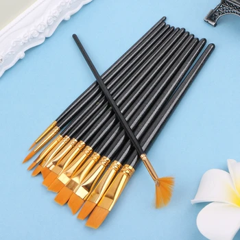 

12Pcs Pro Nylon Hair Watercolor Artist Paint Brush Sets Oil Painting Supplies