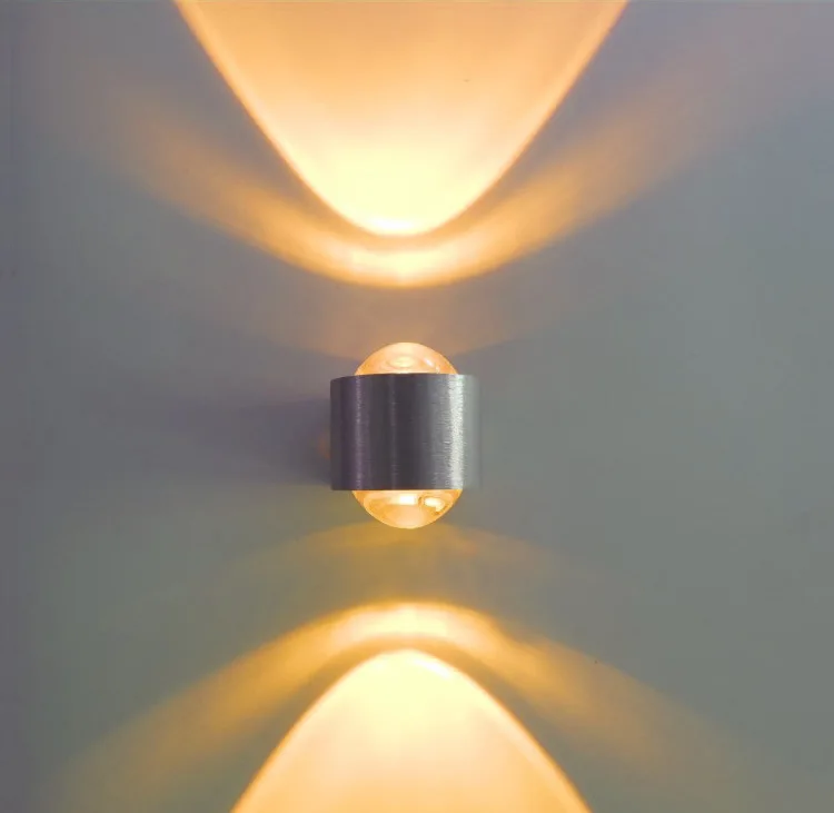 Material de Alumínio Abajur de Acrílico v para Cima e para Baixo Indoor 2 w Led Wall Lâmpada Ac110v e 220 Arandela Quarto Decorar Luz da Parede 2 lamp plus lighting