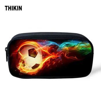 

THIKIN Creative Boys Girls Pencil Case 3D Cool Soccer Print Women Cosmetic Bag Zipper Storage Makeup Bag Personalized Pen Bags