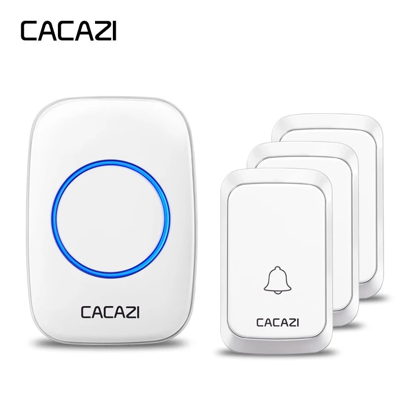 CACAZI Waterproof Wireless Doorbell DC battery-operated 3 Button x 1 Receiver 300M Remote Smart Home Cordless Doorbell Chime