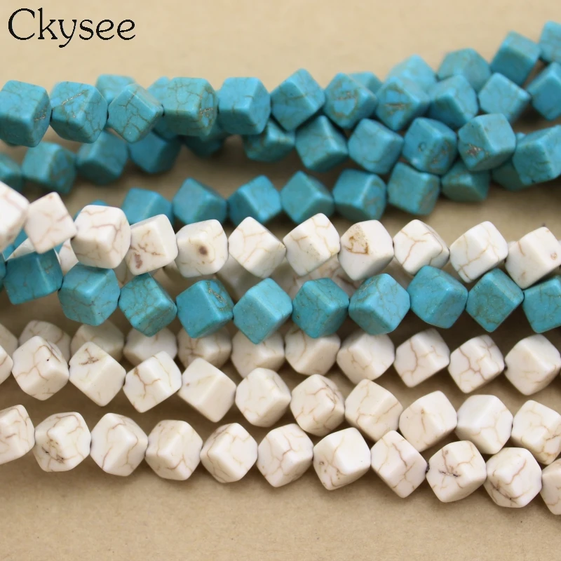 

Ckysee wholesale High Qualtiy 49pcs/Strand Natural Stone Beads Blue Turquoises Square Beads For Jewelry Making 6mm*6mm