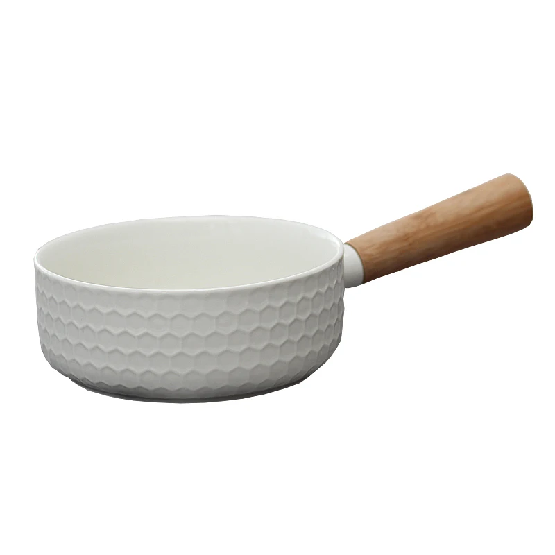 Керамическая миска для салата с деревянной ручкой в скандинавском стиле, креативная чаша для завтрака, хлопьев, японского супа, риса, лапши, тарелка, посуда