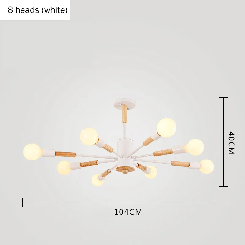 Простой светодиодный подвесной светильник в скандинавском стиле для гостиной, современной спальни, столовой, креативные подвесные светильники из дерева - Цвет корпуса: 8 heads white