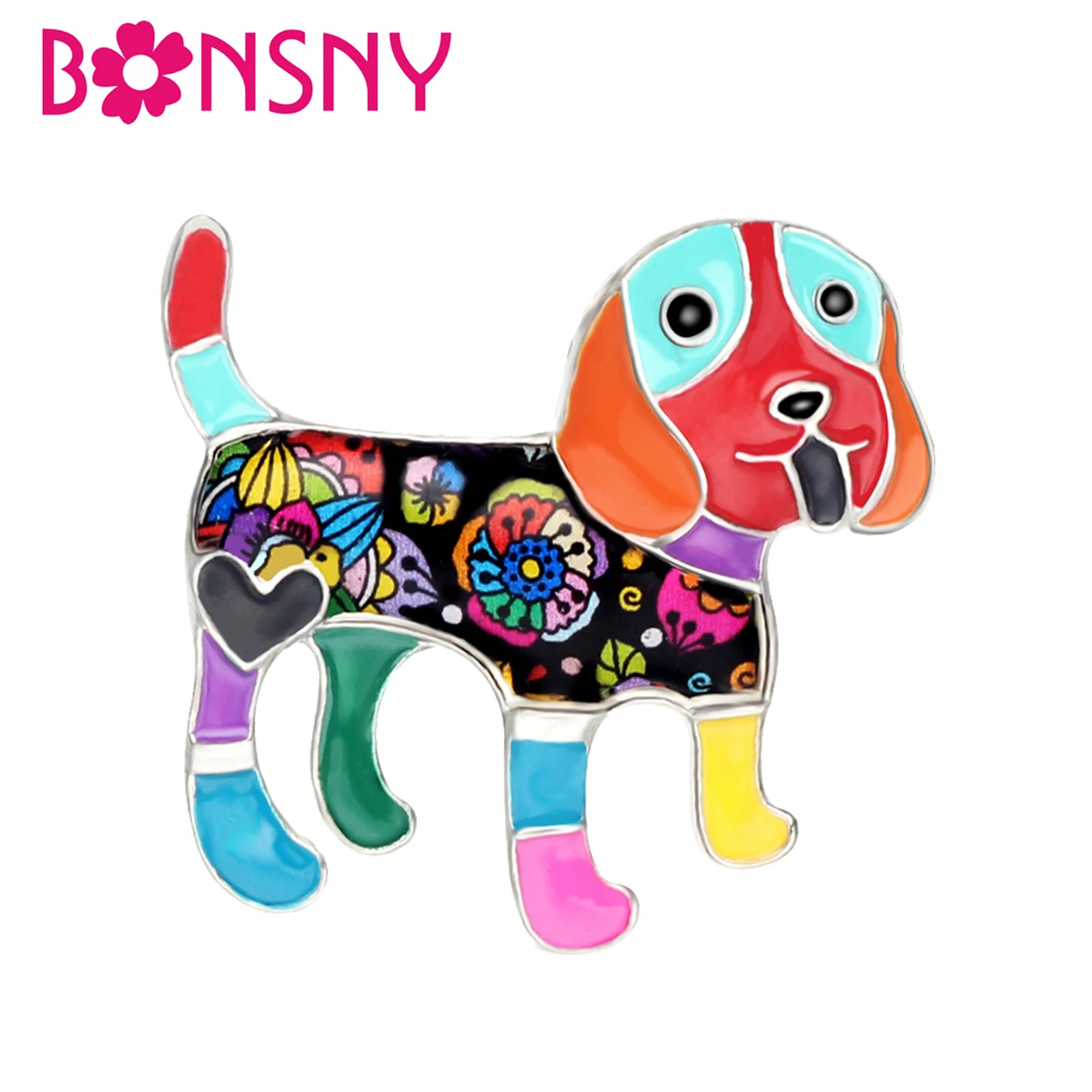 

Bonsny Alloy Enamel Cute Beagle Dog Brooches Pin Fashion Animal Jewelry For Scarf Clothes Suits Women Girls Gift Decoration Hot