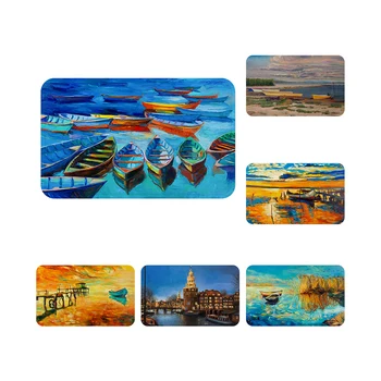 

Fishing Boat Pier Oil Painting Evening Mat Bath Carpet Decorative Anti-Slip Mats Room Car Floor Bar Rugs Door Home Decor Gift
