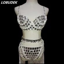 Бюстгальтер+ шорты+ накидка) со стразами, украшена белыми кристаллами; сексуальный комбинезон боди костюмы DJ ночной клуб бар Дискотека модные выступление певицы-танцовщицы одежда