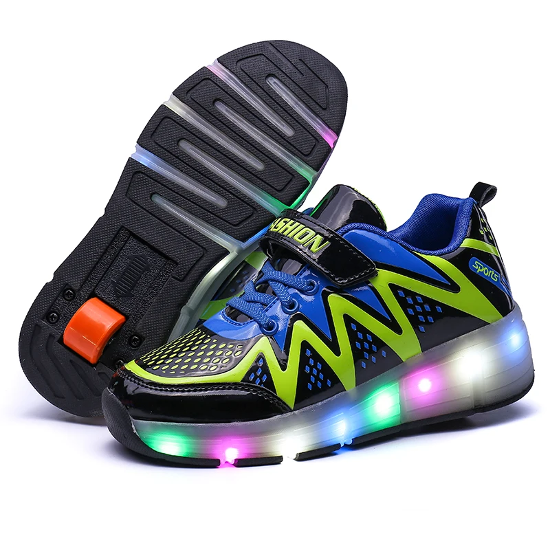 

Children's Shoes with Wheels and Lights Luminous Sneakers with Backlight Glowing Sneakers with Luminous Sole Kids Female Basket