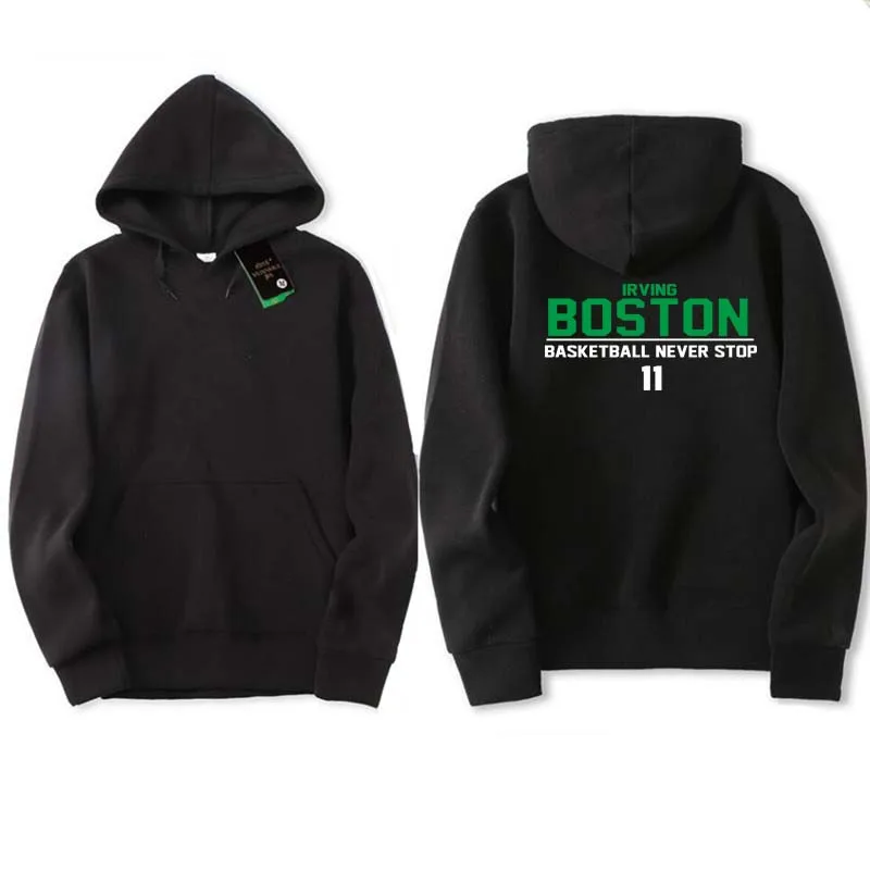 

2018 NEW Cheap Kyrie Irving Boston St. Patrick High School Black hooded sweatshirt Throwback Any Size Free Shipping