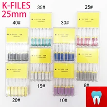 8 packs 8#-40# 25mm Dental K Files Root Canal Dentistry Endodontic Instruments Dentist Tools Hand Use Stainless Steel