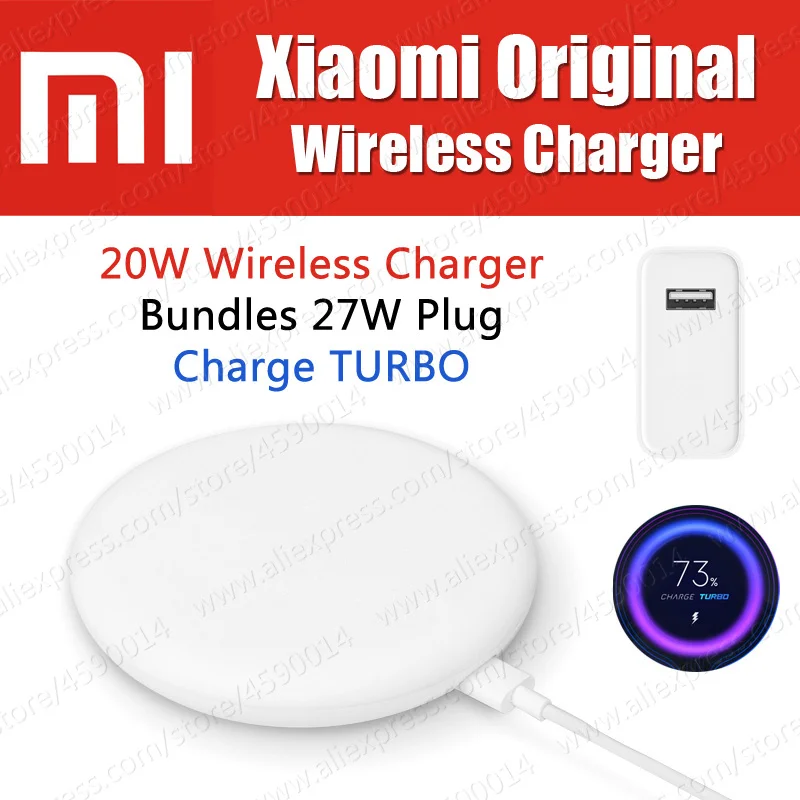 Online in Stock 27W Plug Original Xiaomi Wireless Charger 20W Max 15V For Xiaomi Mi9 Pro Mix2s Note 10 S10 Plus 11 Pro MAX