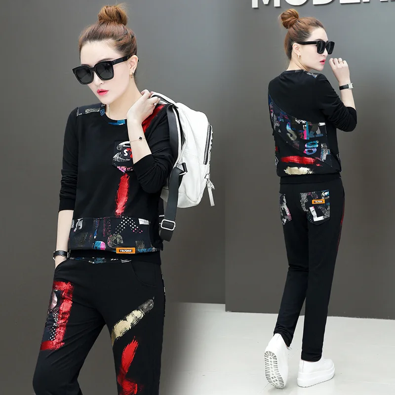 

Fashion Autumn Tracksuit Women Casual Print Long Sleeve Top and Pants Suits Two Piece Set Women's Sets Female Sweat Suit Outfits