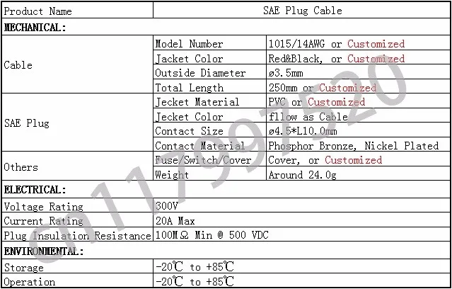 SAE быстрый разъем водонепроницаемый чехол 20A/1015/14AWG медный шнур DIY кабель питания для автомобильного бустера автомобильный аккумулятор стартер