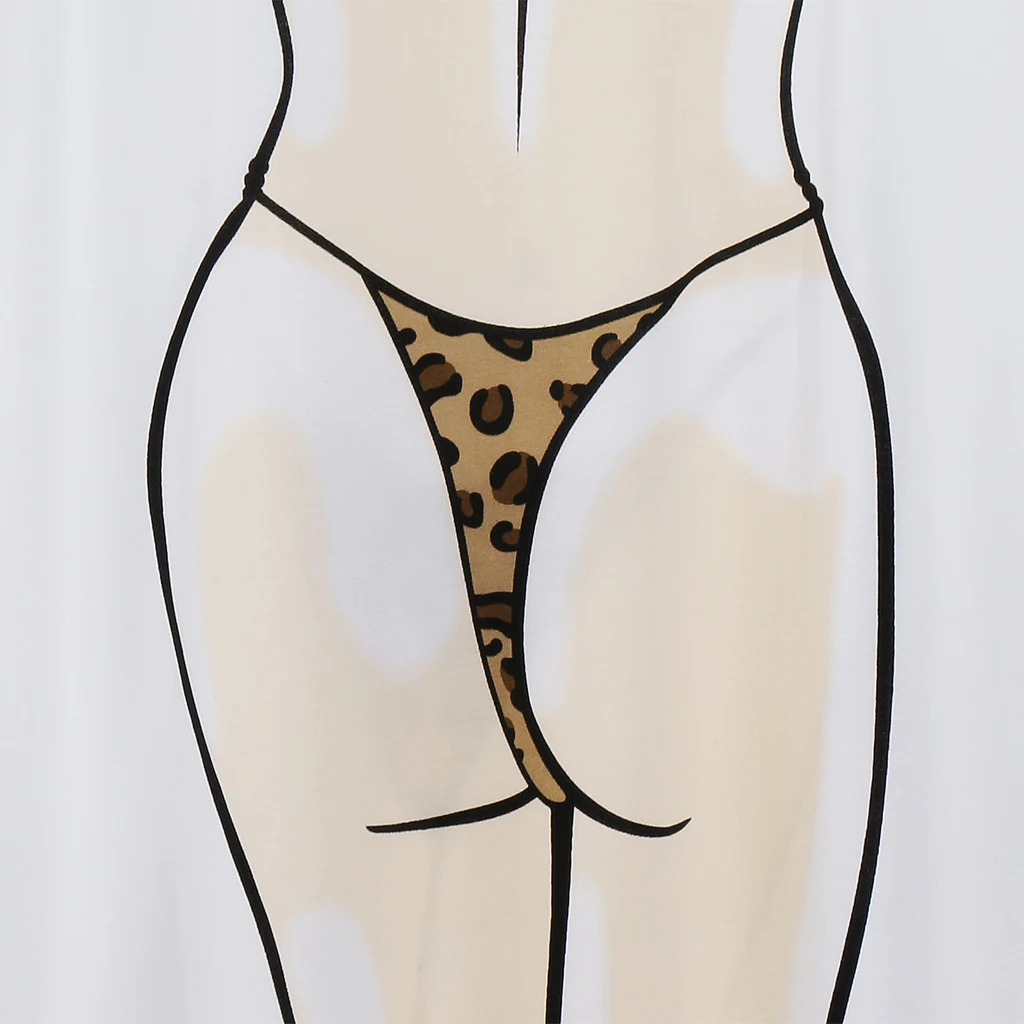Novelty Ladies Leopard Printed Bikini Cover-up T-shirt Tee Tops Birthday Gift Pajamas
