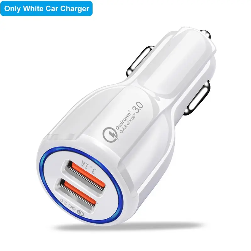 Автомобильное зарядное устройство, двойной USB, быстрая зарядка 3,0 2,0 для iPhone X 8, QC 3,0, автомобильное зарядное устройство для samsung Galaxy S9, huawei, зарядное устройство, адаптер - Тип штекера: White Car Charger