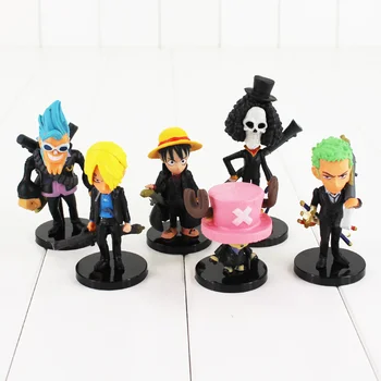 

Anime ONE PIECE Luffy Nami Chopper Robin Zoro Sanji Brook Golden Lion Shiki Pvc Figure Dolls Black Clothes Toys 6pcs/lot