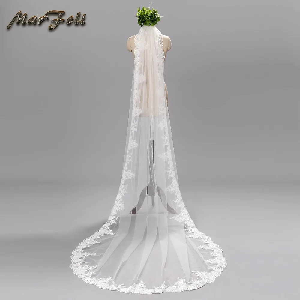 2018 Luxury White/Ivory Cathedral Wedding Veil 2.7m Long With Comb