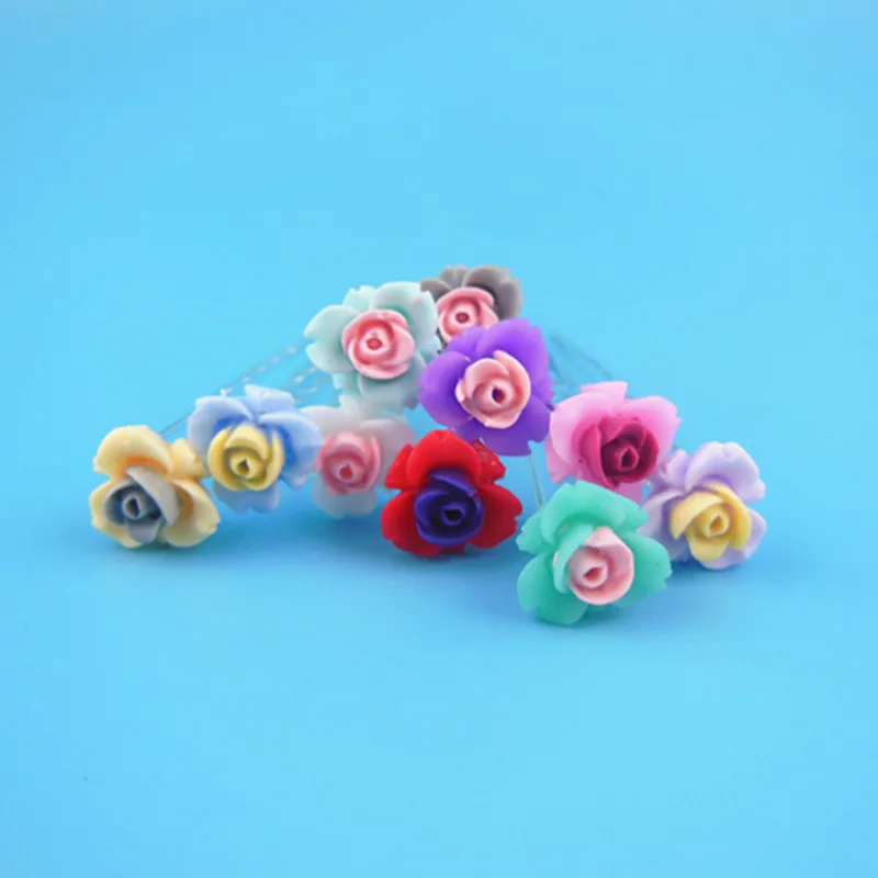 5pcs/lot Beauty Wedding Bridal Rose Flower Hair Pin Clip U Shape Bridesmaid Women Accessory Jewelry