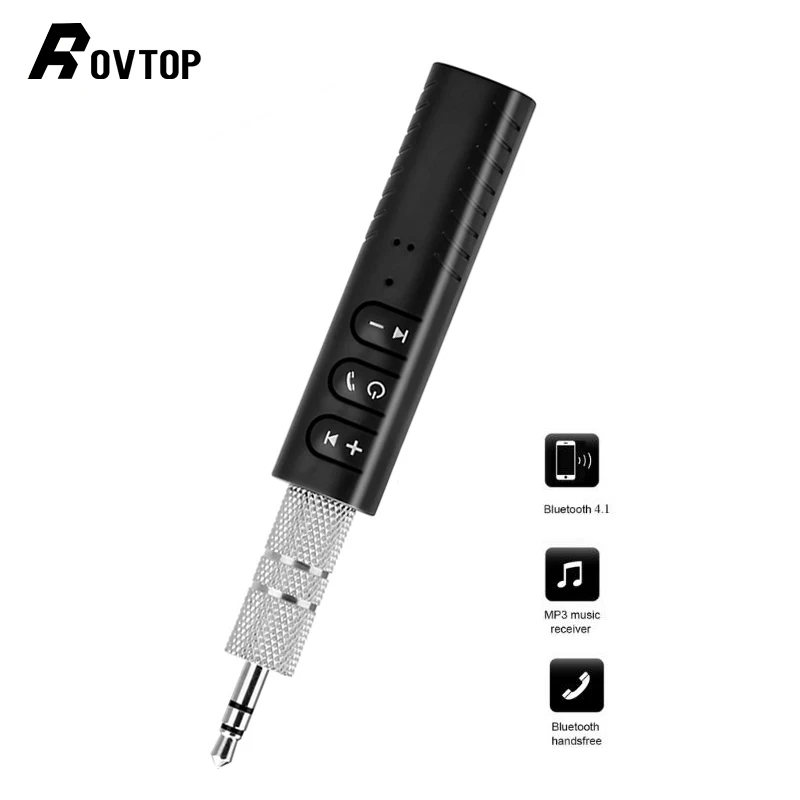 

Rovtop Car Bluetooth Audio Receiver Handsfree Auto Kit Mini 3.5mm Jack Aux Music Audio Wireless Adapter Receiver For Headphone