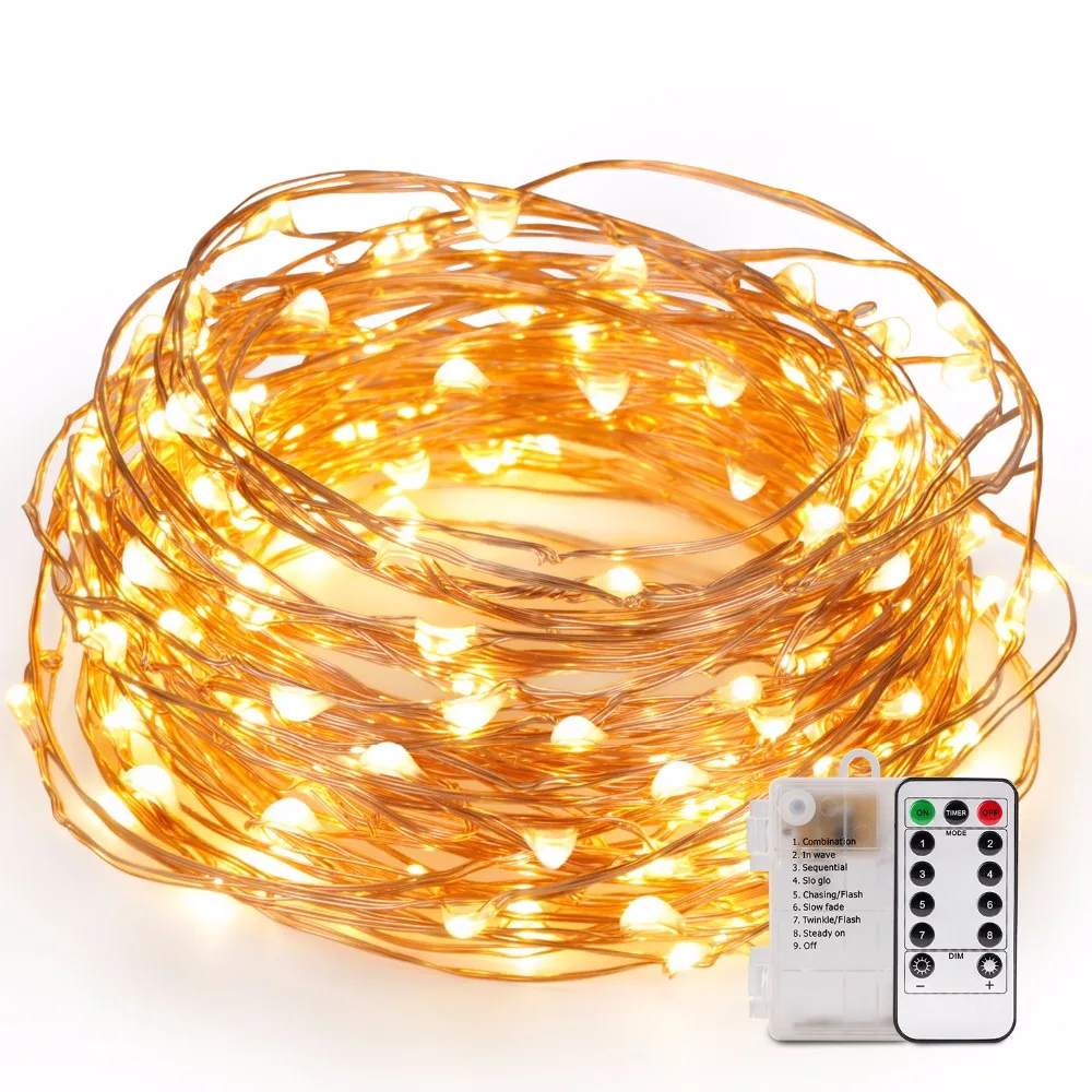 

Kohree 5pcs 40ft Christmas LED String Lights Battery Operated Fairy Light with Remote Control for Outdoor Garden Church Decor