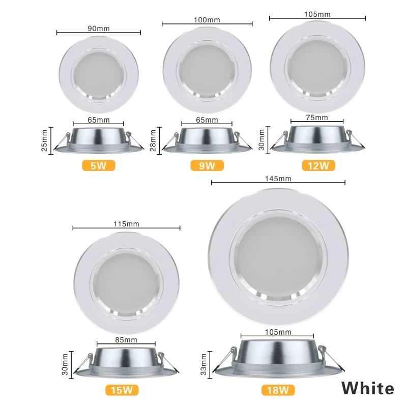 LED Downlight 5W 9W 12W 15W 18W Recessed Round LED Ceiling Lamp AC 220V 230V 240V Indoor Lighting Warm White Cold White 2 LED Downlight 5W 9W 12W 15W 18W Recessed Round LED Ceiling Lamp AC 220V 230V 240V Indoor Lighting Warm White Cold White 2