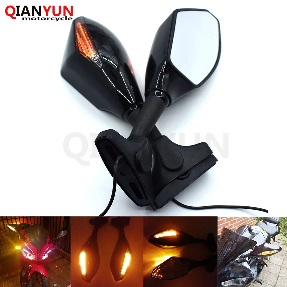 

Universal Motorcycle Rear View Side Wing Mirrors w/ LED Turn Signal Light FOR YAMAHA XJR400/1300 V-MAX1200 FZ-1N FZ-6N