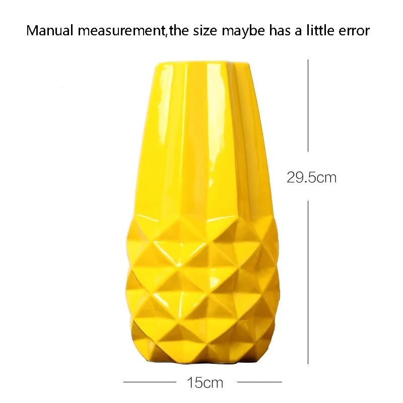 Желтые керамические геометрические вазы в стиле Северной Европы, украшение для дома, гостиной, искусственные цветы, держатель, Современная ваза, ремесла - Цвет: D