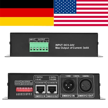 

DMX RGB Controller Decorated DMX 512 Decoder 3 Channels Dimmer DC 5 V- 24 V Drivers Controllers rgb led kontrol Hot Selling