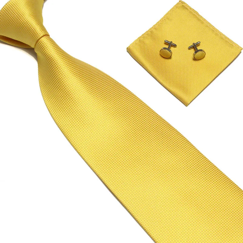 Новые модные мужские классические однотонные тонкие Квадратные запонки, галстук, тканый, обтягивающий Шелковый костюм комбинация Галстуки, мужской галстук - Цвет: 9