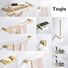 Наборы аксессуаров для ванной комнаты Полотенца стойку угловая полка Бумага держатель твердой 304 Нержавеющая сталь матовый золотой набор оборудования для ванны