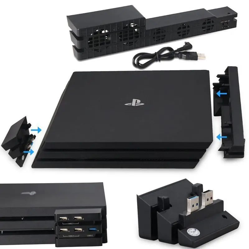 Вентилятор охлаждения и 5 портов высокоскоростной usb-хаб для sony Playstation 4 Pro для PS4 PRO консоль 1 3,0 USB+ 4 USB 2,0 порта кулер Fa