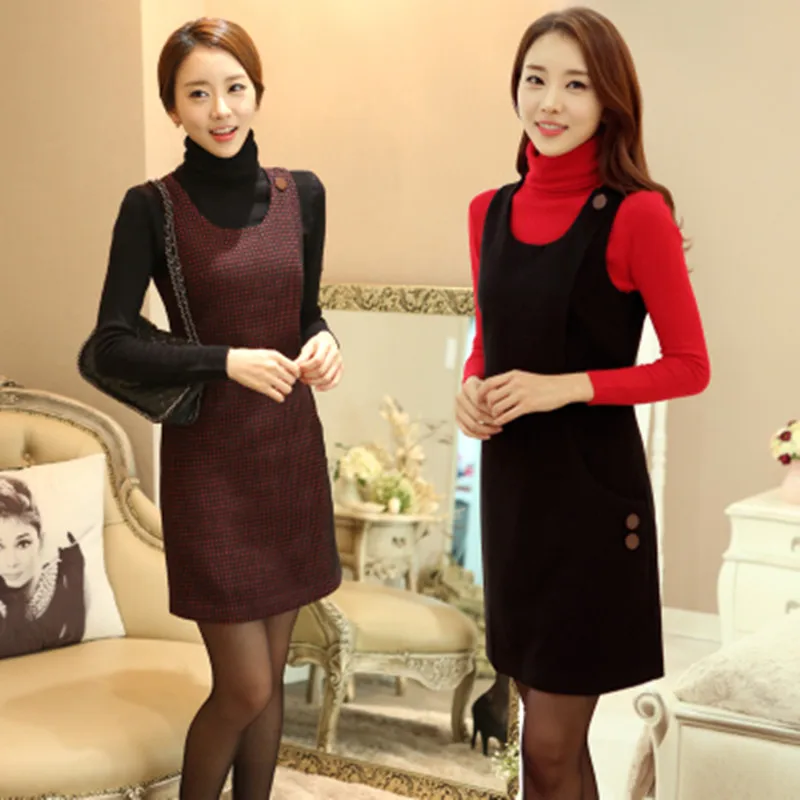 Inverno Che Basa I Vestiti di Inverno Di Lana Abito Senza Maniche Donne  Ispessimento Inverno Nuovo Vestito Casuale Plus Size Vestiti Dalle Signore  MDM254|new dress|ladies dresseswoolen dress - AliExpress