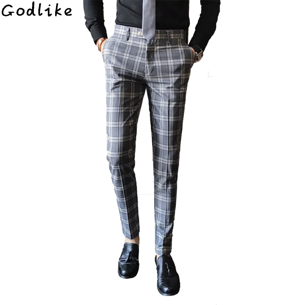 Men Dress Suit Pant Business Casual Slim Fit Classic Suit Trousers ...