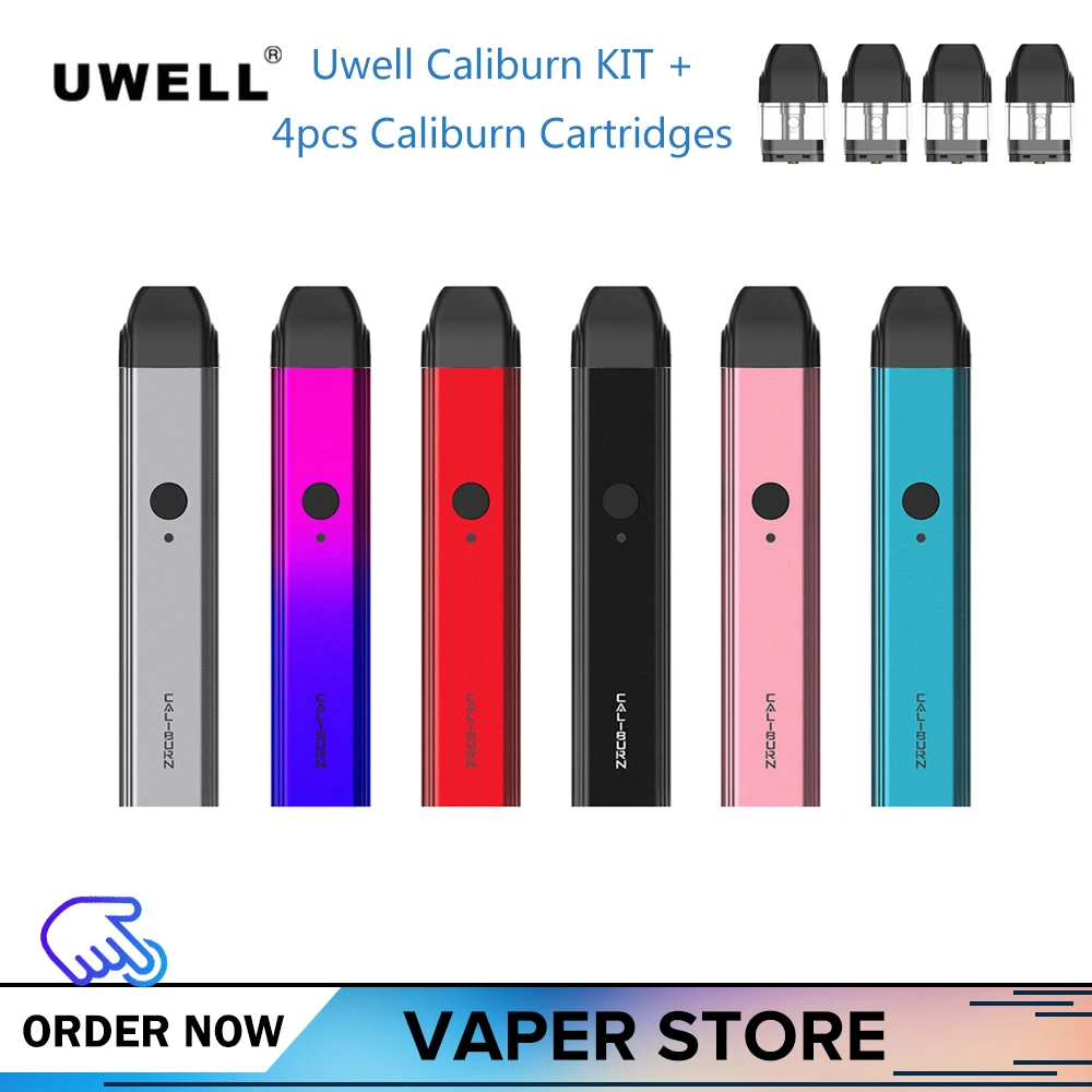 

Original Uwell Caliburn Kit Pod Kit With 4Pcs Cartridge 2ml Built In Battery 520mah Vape Tank Atomizer E Cigarette Vaporizer