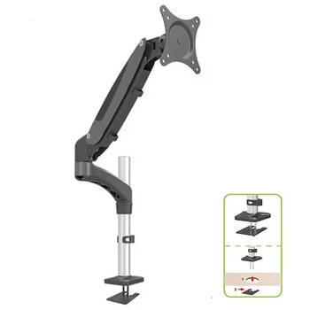 

HONGHUA 15-27" Gas Spring Full Motion Aluminum Desktop Grommet Desk Black Holder TV Mount Flexible LCD LED Monitor Holder Arm