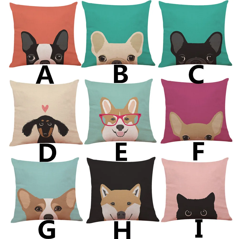 Home Decor Cushion Cover Cute Dog Head Throw Pillowcase Pillow Covers