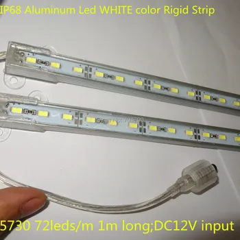 

1M long 5730 SMD IP68 Aluminum Led WHITE color Rigid Strip;72leds;DC12V input;rigid bar