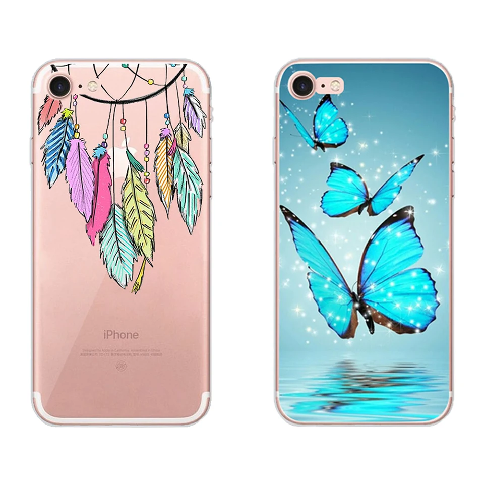 

For Apple iPhone 5 5S SE 6 6S 7 8 Plus X XR XSMax Butterfly Feather Dreamcatcher Back Cover Coque Shell Phone case