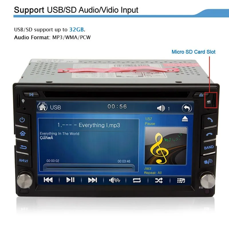 Best Eunavi 2 din 100% New universal Car Radio Double 2 din Car DVD Player GPS Navigation In dash Car PC Stereo video+Free Map 5