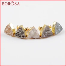 BOROSA 5 пар новое поступление золотой цвет 10 мм треугольной формы радужные друзы серьги-гвоздики драгоценные камни серьги для женщин Drusy Ювелирные изделия G1530
